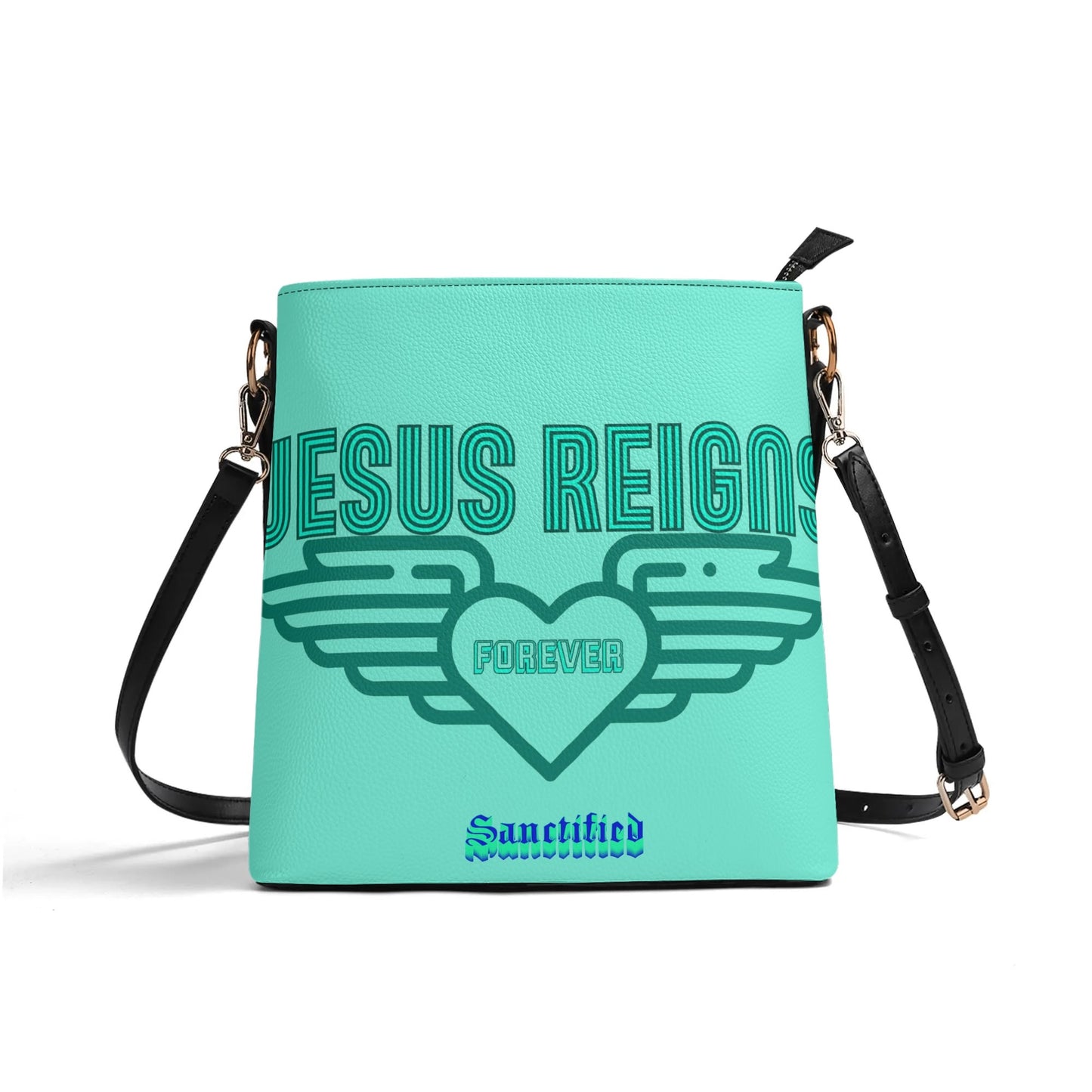 JESUS REIGNS FOREVER- Womens PU Bucket Bag Shoulder Bag, FREE SHIPPING
