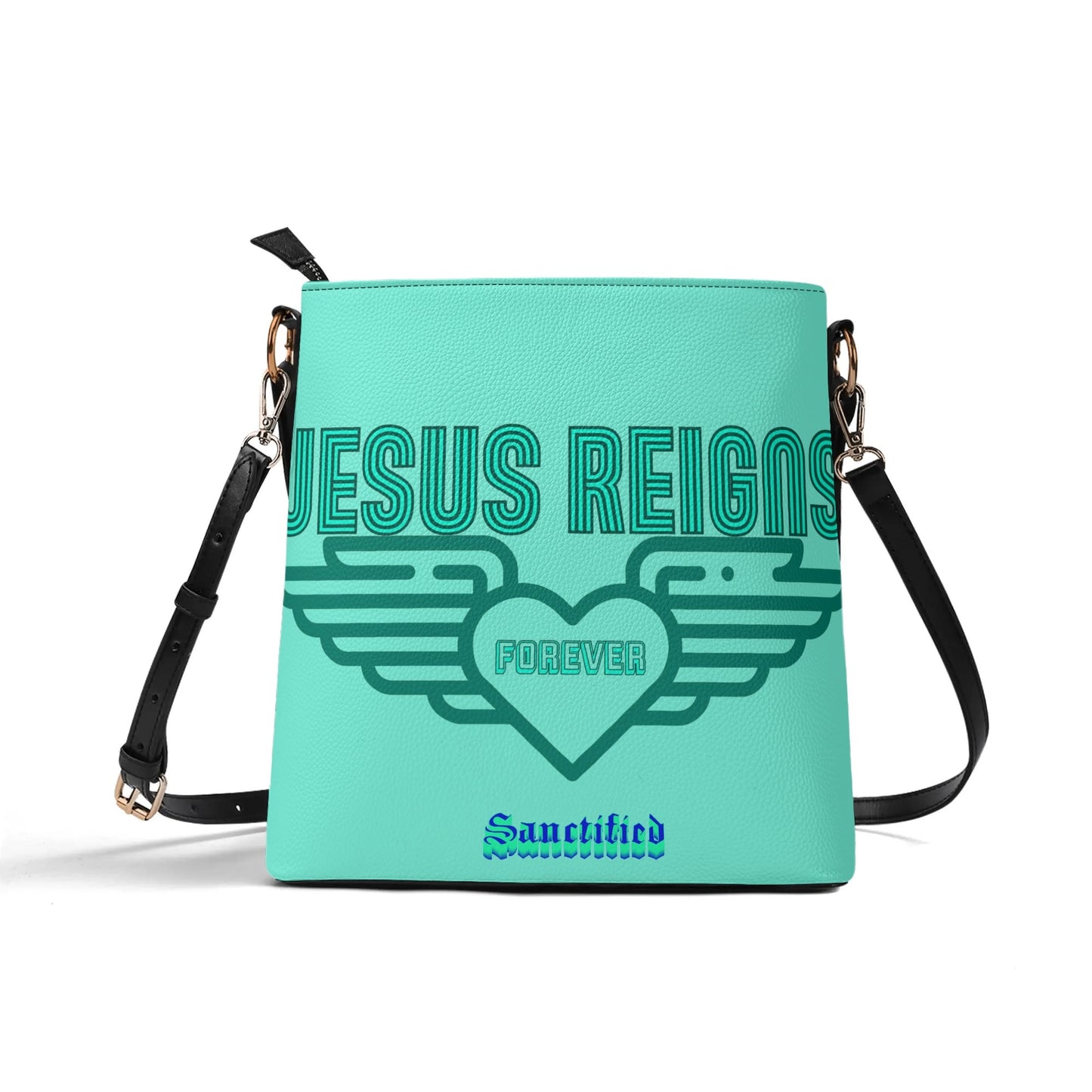 JESUS REIGNS FOREVER- Womens PU Bucket Bag Shoulder Bag, FREE SHIPPING