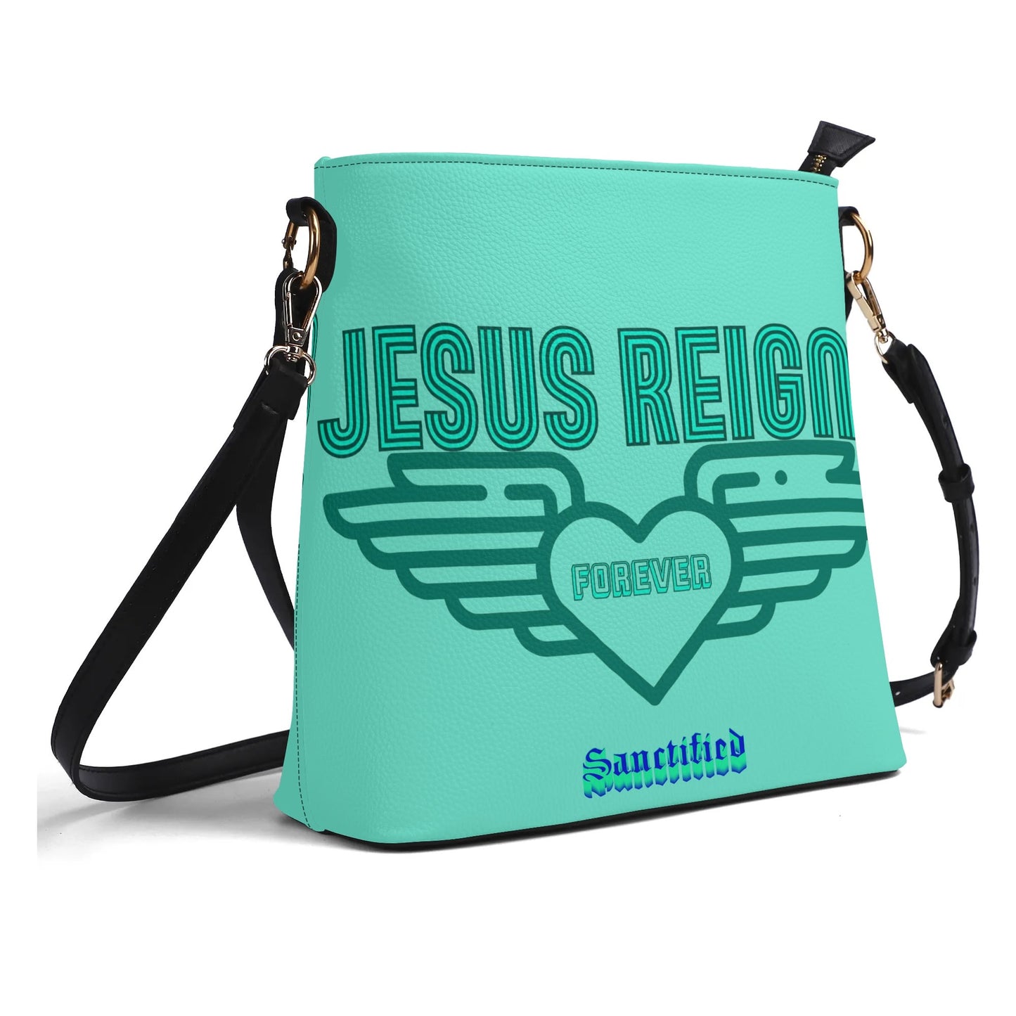 JESUS REIGNS FOREVER- Womens PU Bucket Bag Shoulder Bag, FREE SHIPPING