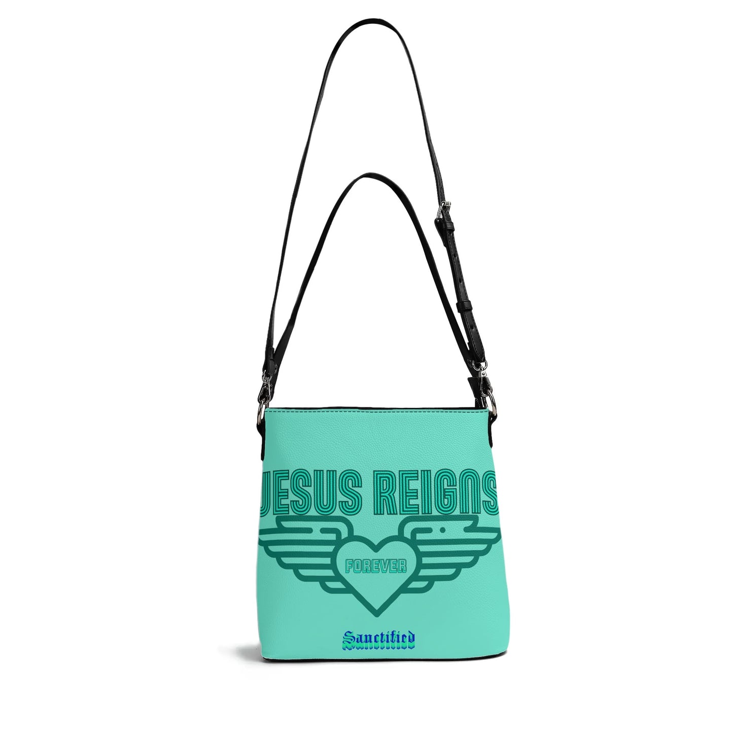 JESUS REIGNS FOREVER- Womens PU Bucket Bag Shoulder Bag, FREE SHIPPING