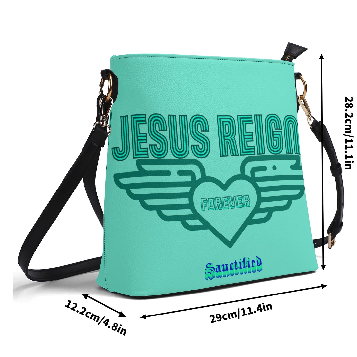 JESUS REIGNS FOREVER- Womens PU Bucket Bag Shoulder Bag, FREE SHIPPING