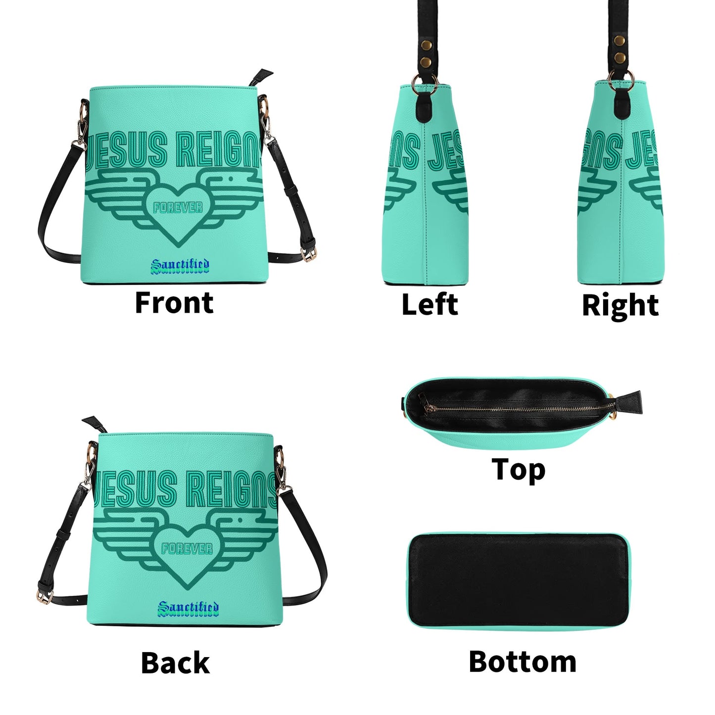 JESUS REIGNS FOREVER- Womens PU Bucket Bag Shoulder Bag, FREE SHIPPING