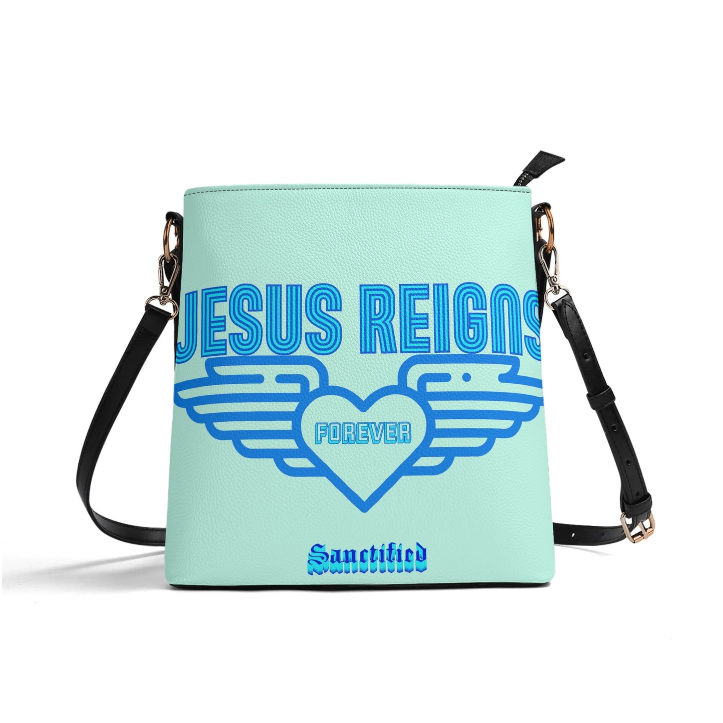 JESUS REIGNS FOREVER- Womens PU Bucket Bag Shoulder Bag, FREE SHIPPING
