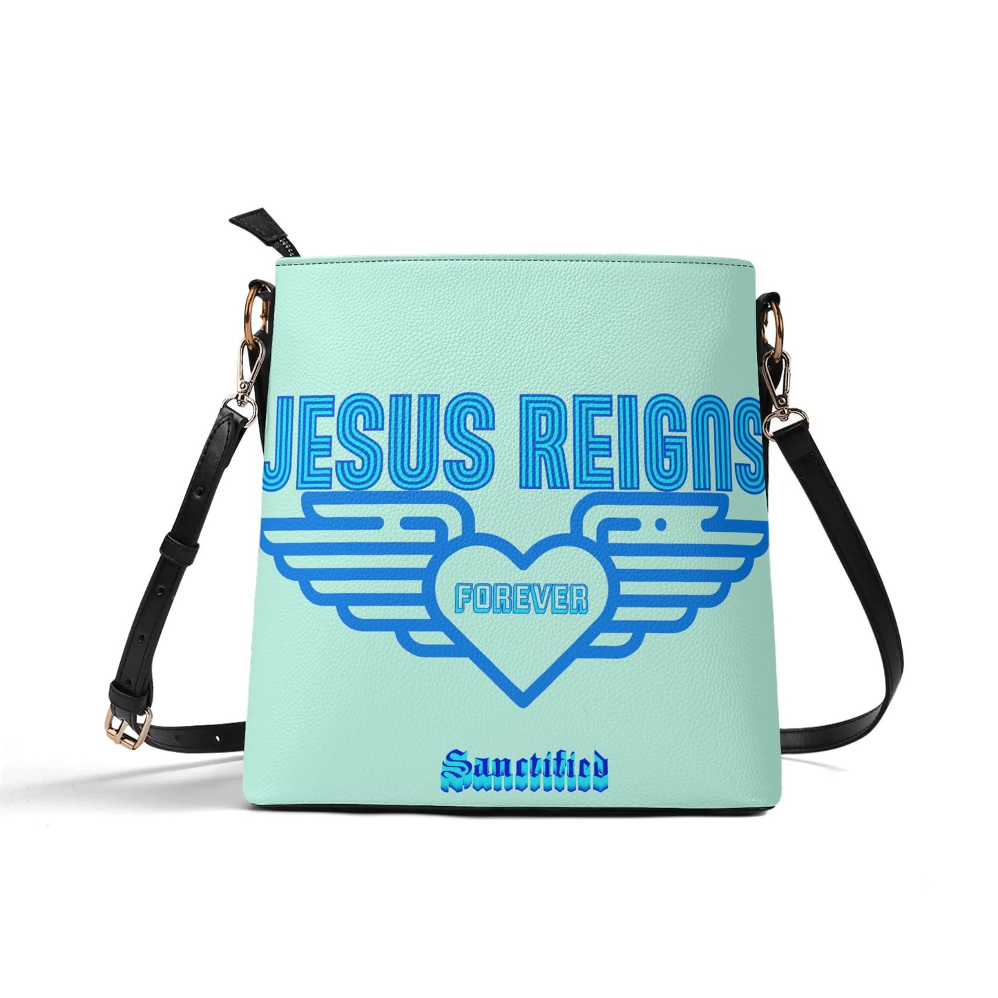 JESUS REIGNS FOREVER- Womens PU Bucket Bag Shoulder Bag, FREE SHIPPING