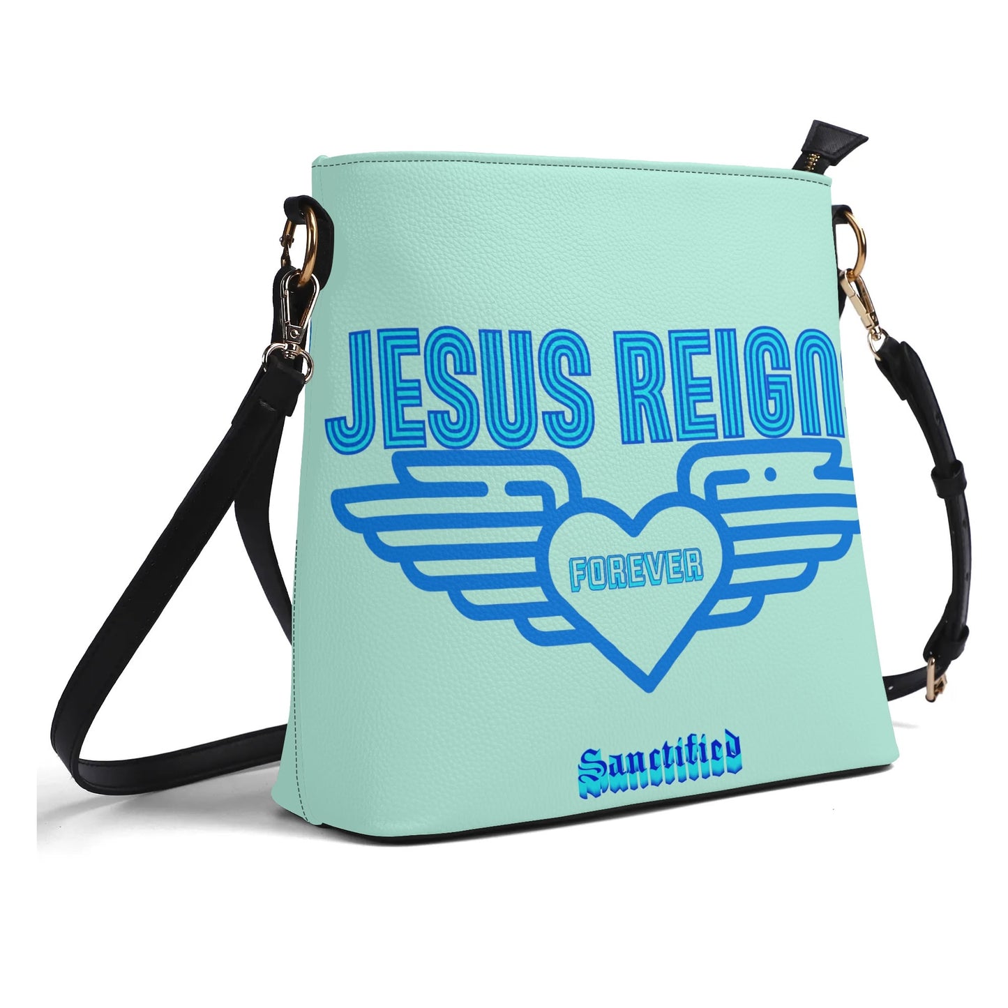 JESUS REIGNS FOREVER- Womens PU Bucket Bag Shoulder Bag, FREE SHIPPING