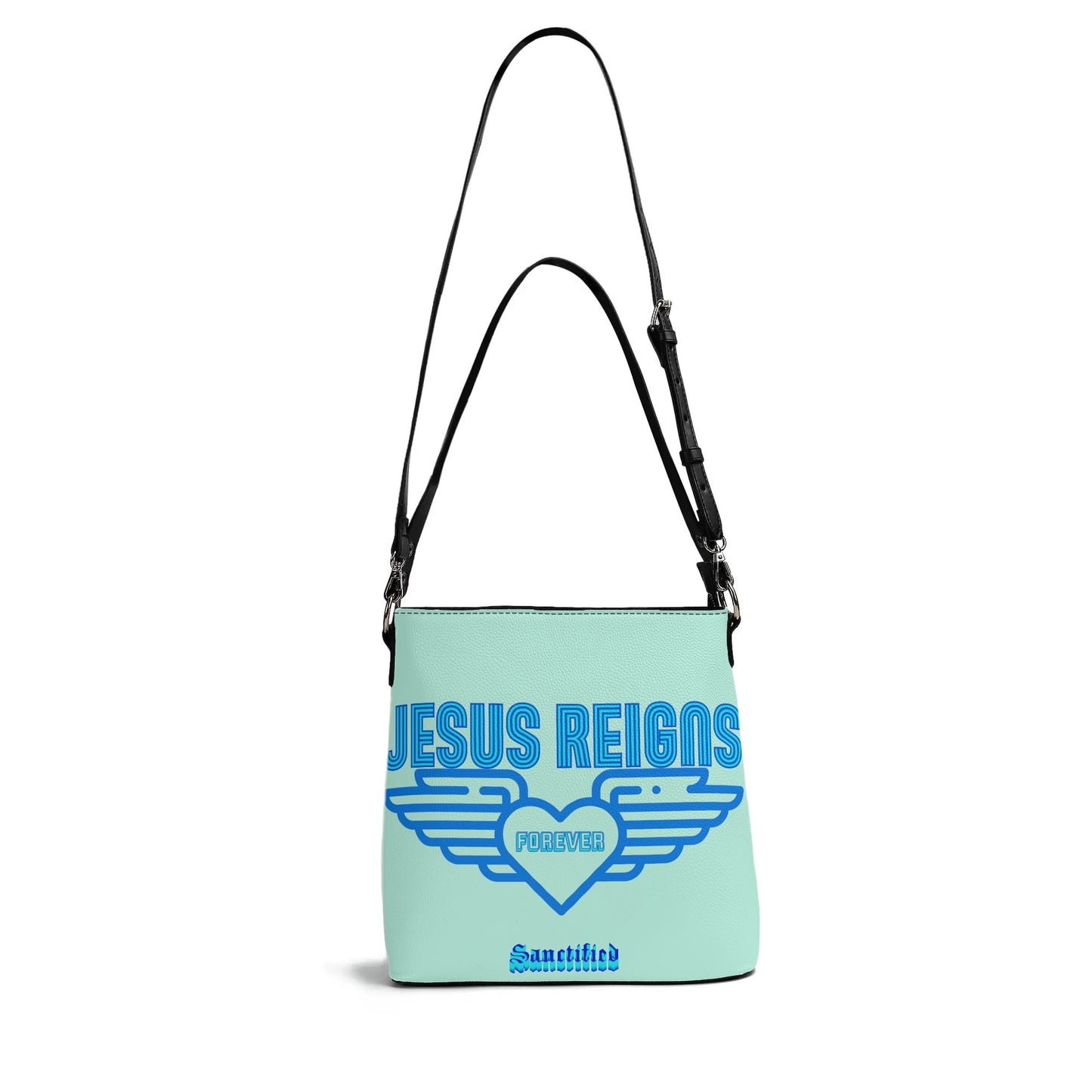 JESUS REIGNS FOREVER- Womens PU Bucket Bag Shoulder Bag, FREE SHIPPING