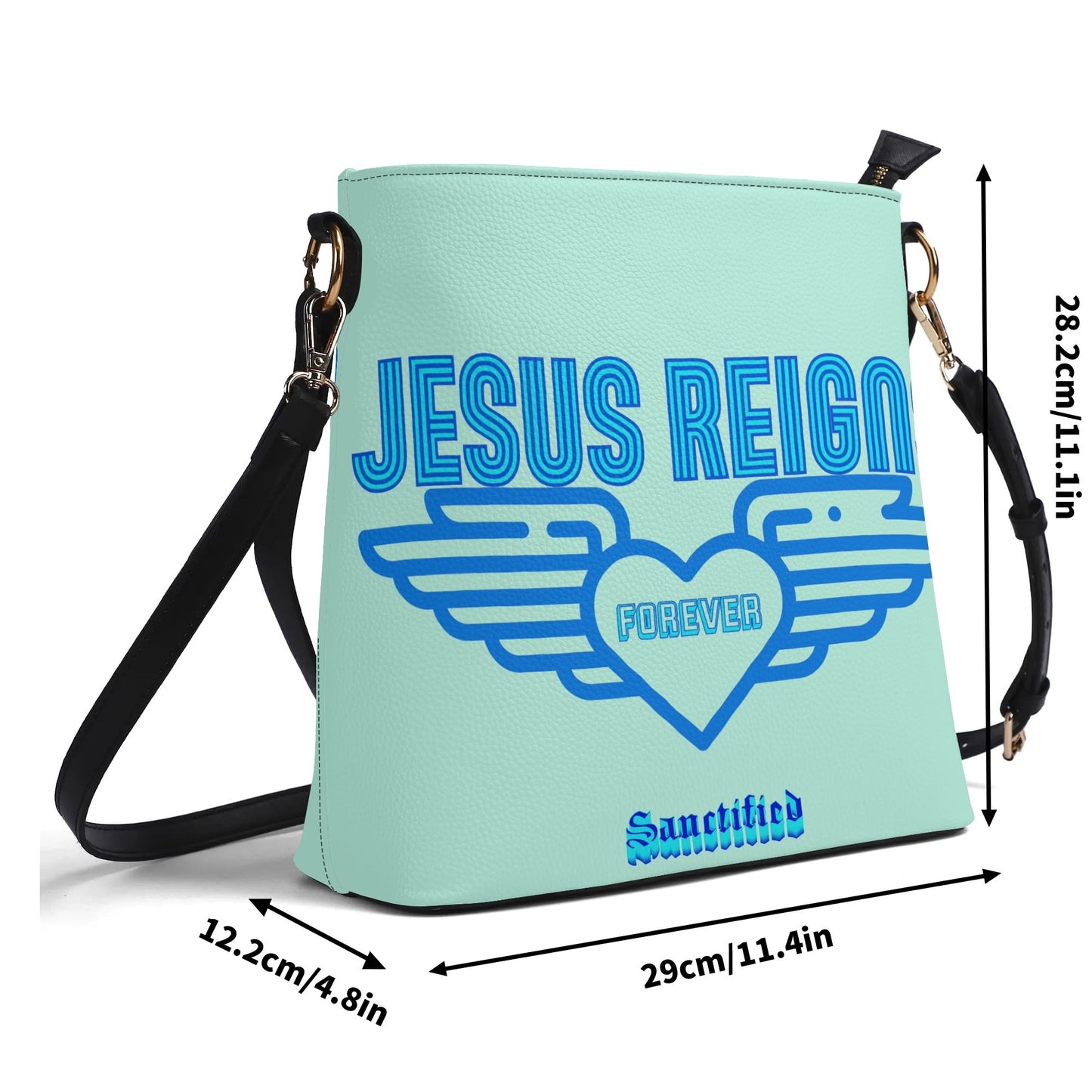 JESUS REIGNS FOREVER- Womens PU Bucket Bag Shoulder Bag, FREE SHIPPING