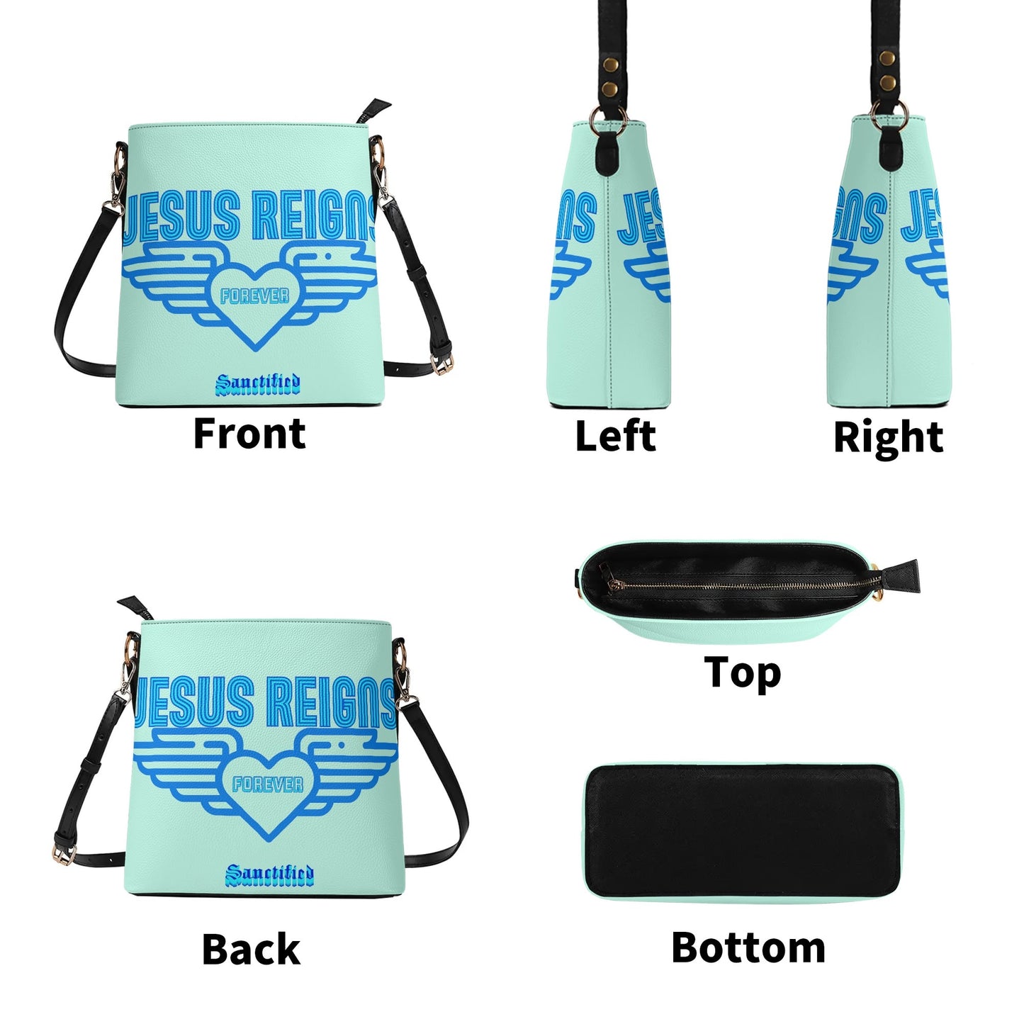 JESUS REIGNS FOREVER- Womens PU Bucket Bag Shoulder Bag, FREE SHIPPING