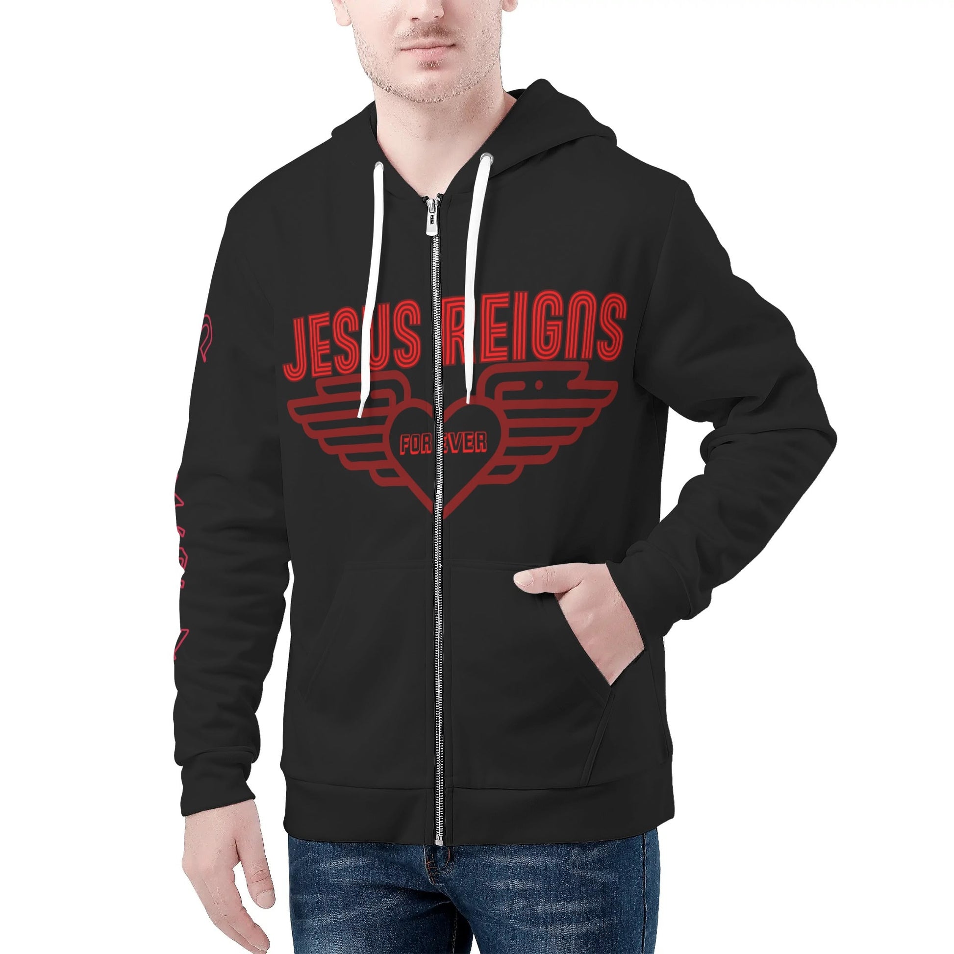 JESUS REIGNS FOREVER- All Over Print Classic Zip Hoodie