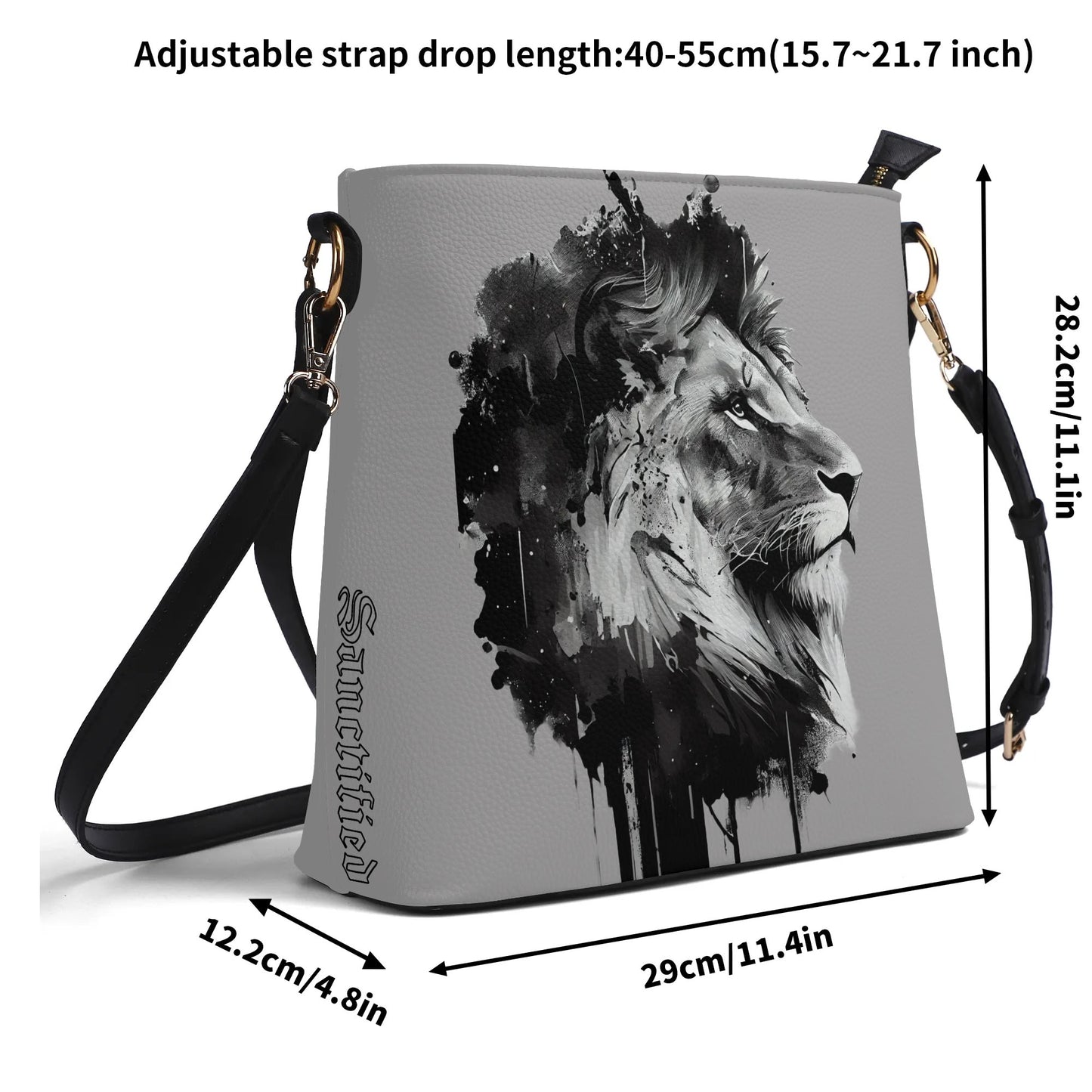 BOLD AS A LION- Womens PU Bucket Bag Shoulder Bag, FREE SHIPPING