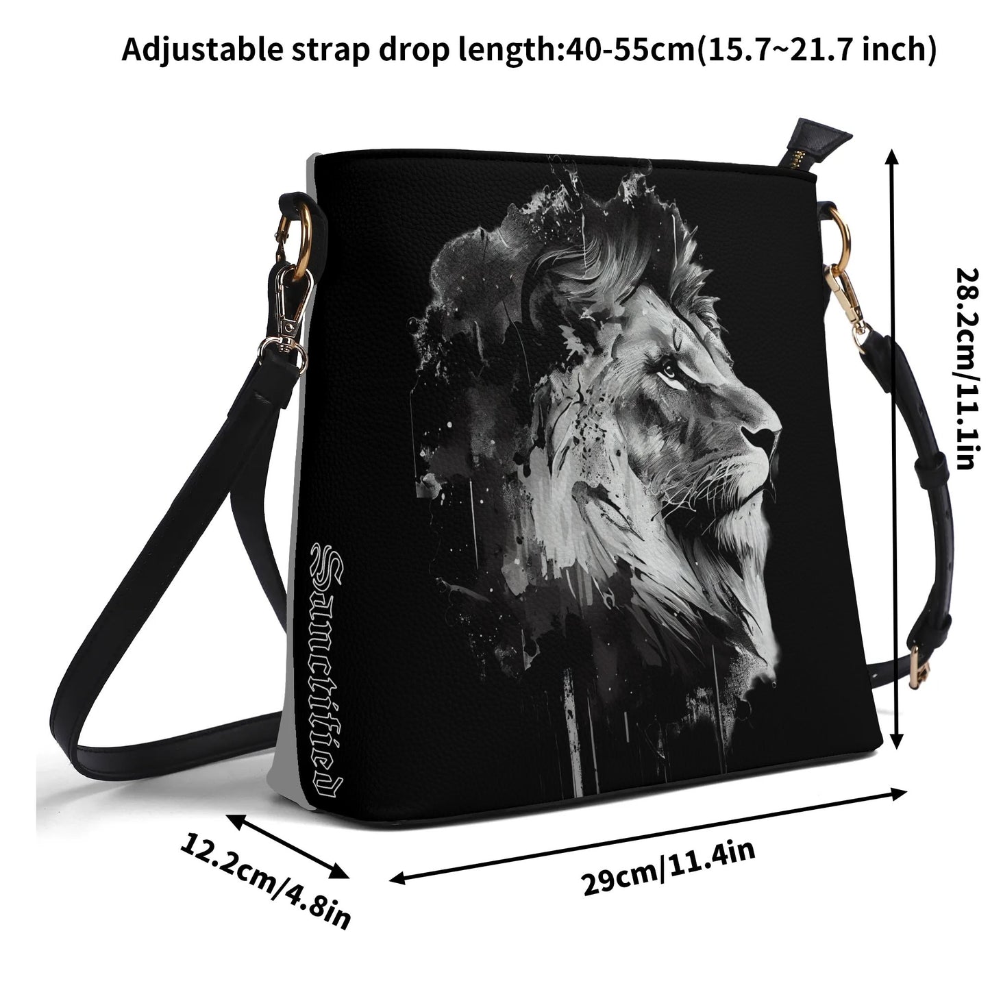 BOLD AS A LION- Womens PU Bucket Bag Shoulder Bag, FREE SHIPPING
