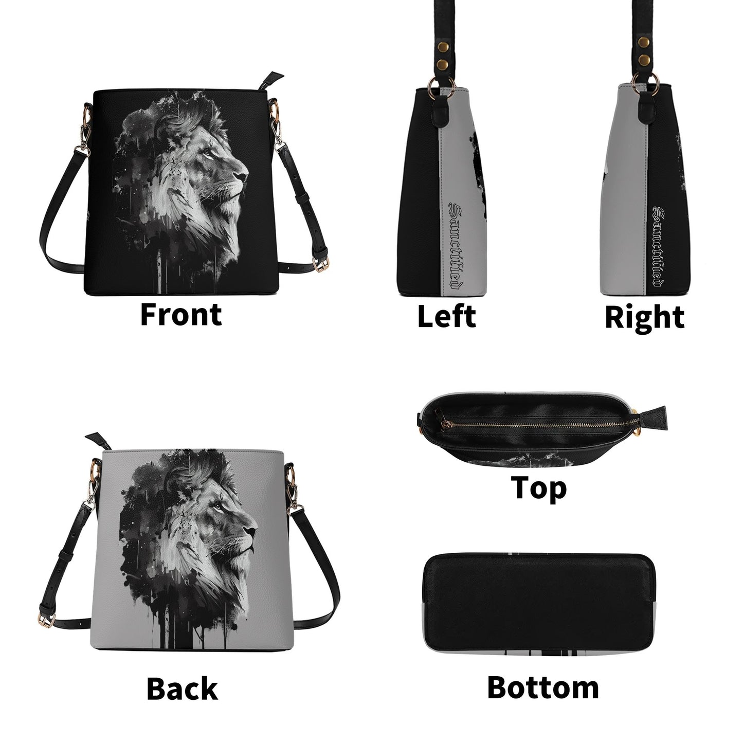 BOLD AS A LION- Womens PU Bucket Bag Shoulder Bag, FREE SHIPPING