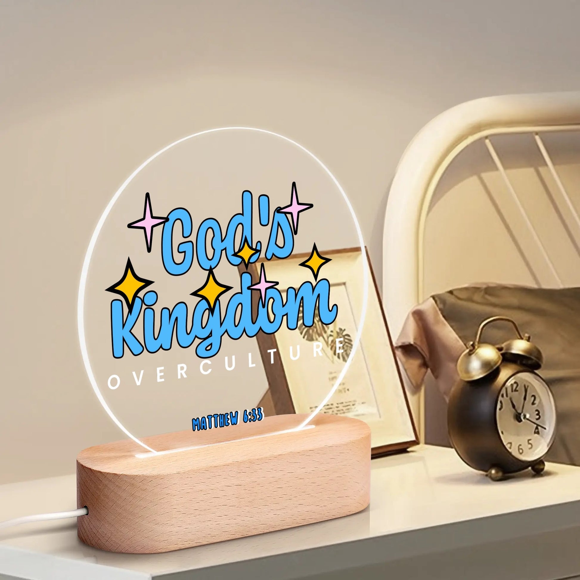 GODS KINGDOM- Acrylic Round Lamp Night Light Home Decor, FREE SHIPPING