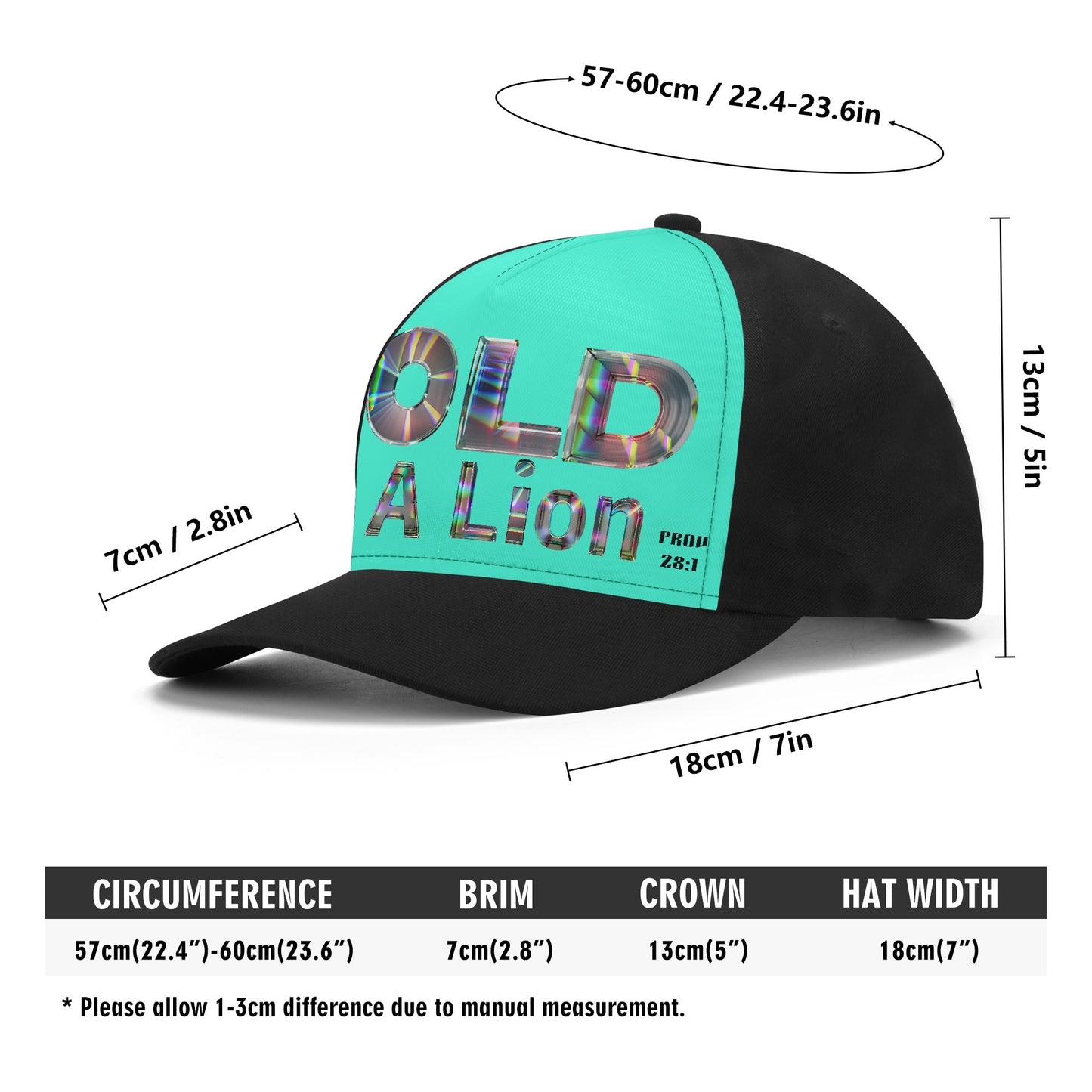 BOLD AS A LION- Front Printing Baseball Cap, FREE SHIPPING