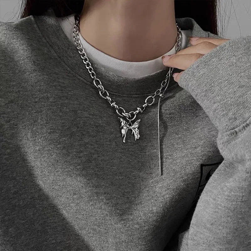 Double Cross Pendant Necklace