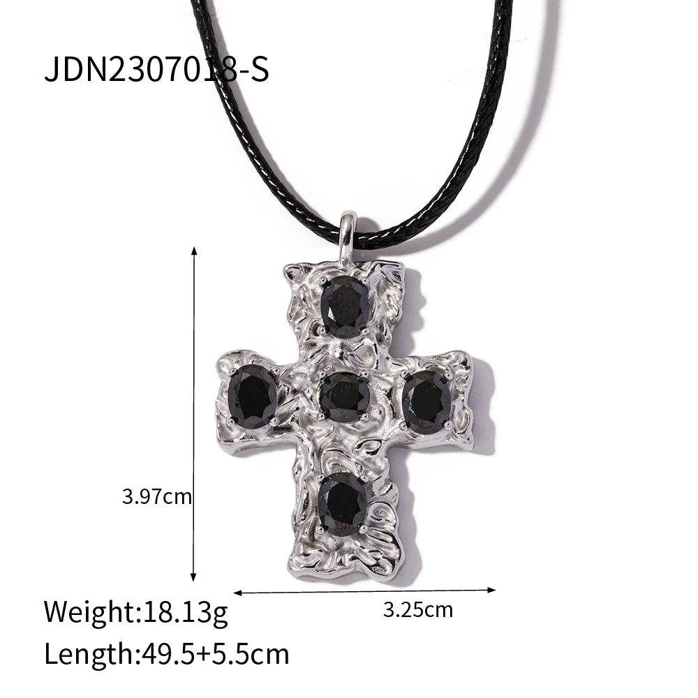 Stainless Steel 18K Gold Plated Trendy Cross NECKLACES AND EARRINGS
