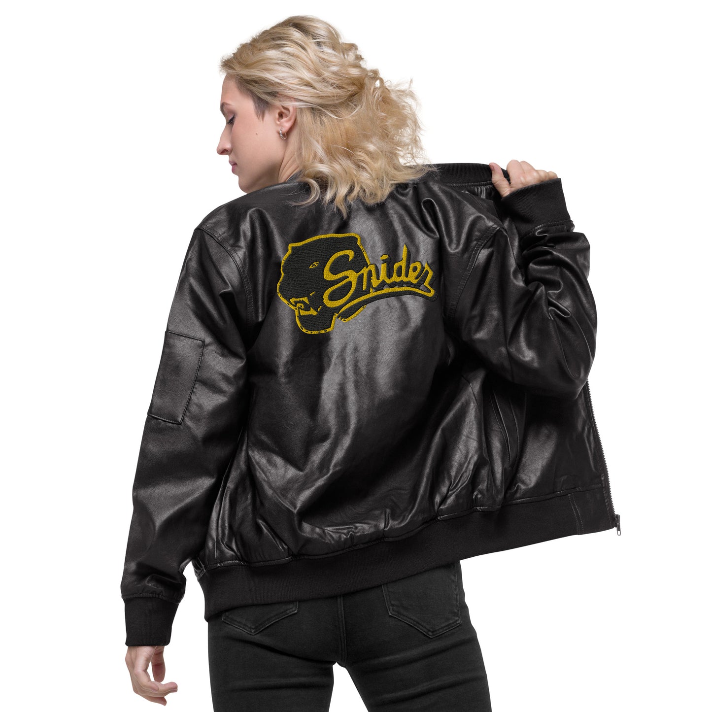 Snider H.S. Faux Leather Bomber Jacket