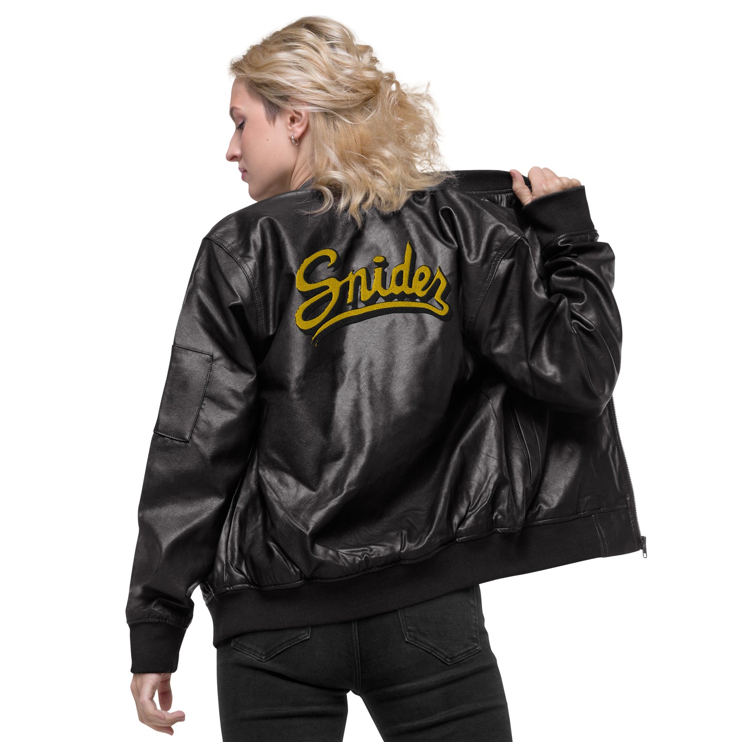 Snider H.S. Faux Leather Bomber Jacket