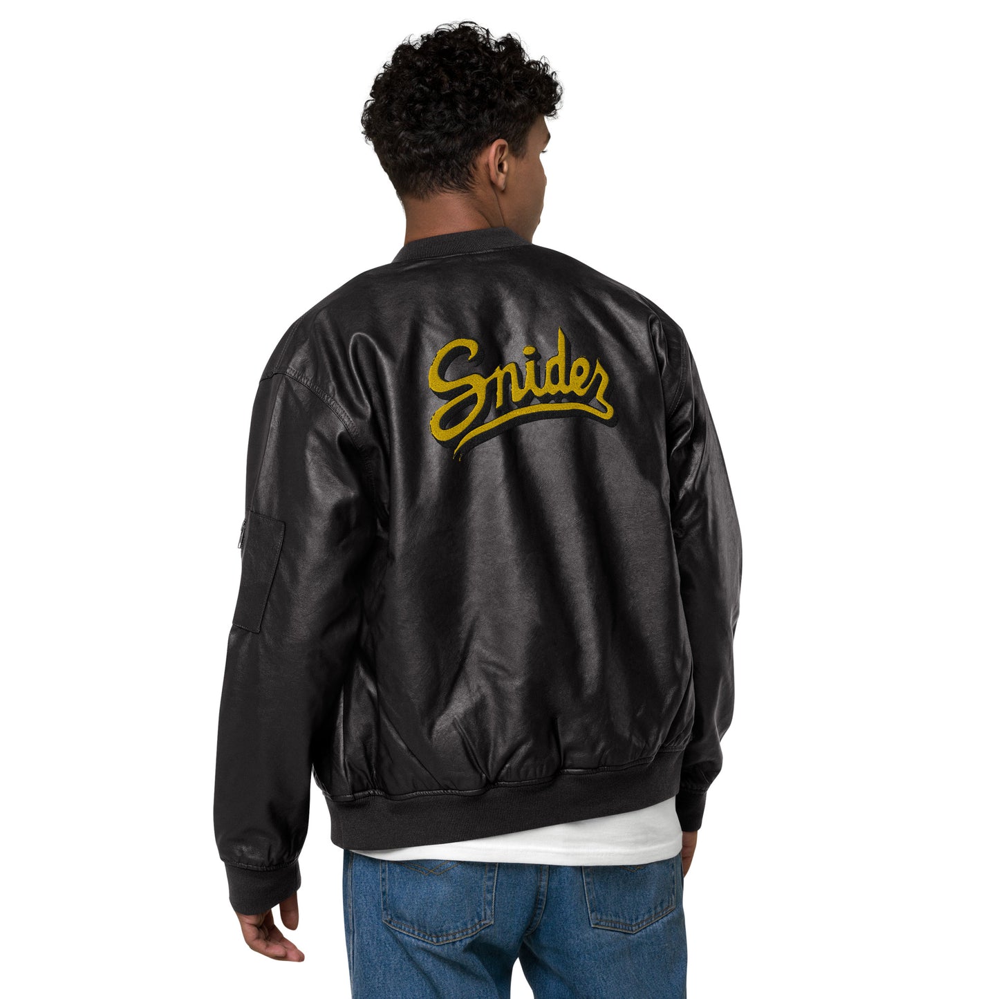 Snider H.S. Faux Leather Bomber Jacket