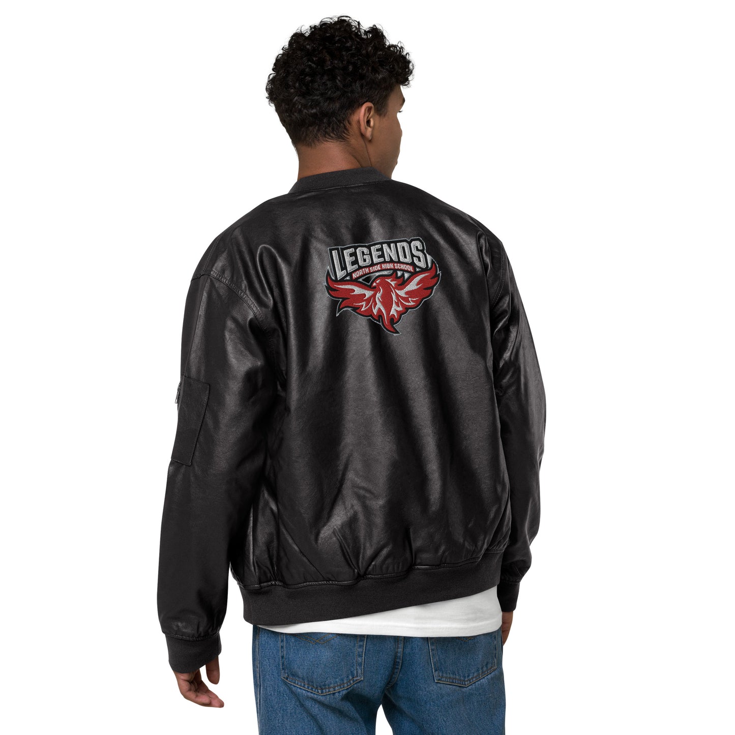 North Side H.S. Faux Leather Bomber Jacket