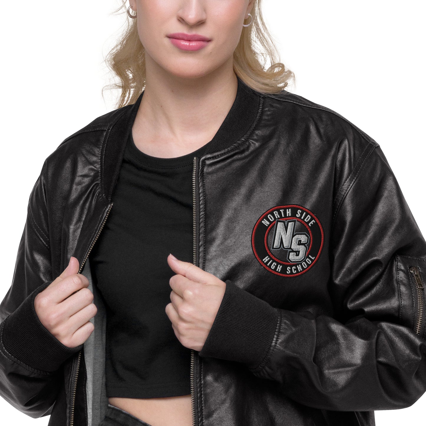 North Side H.S. Faux Leather Bomber Jacket