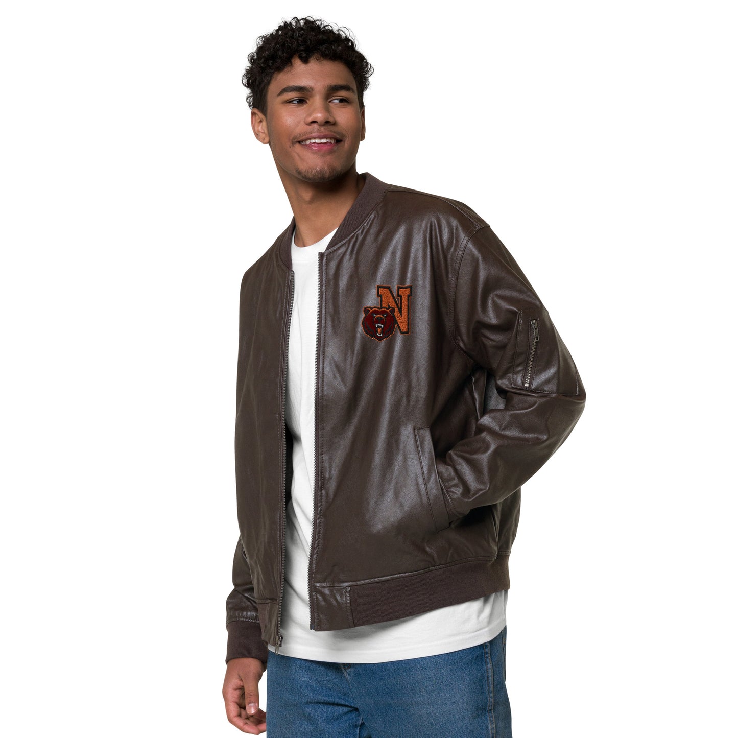 Northrop H.S. Faux Leather Bomber Jacket