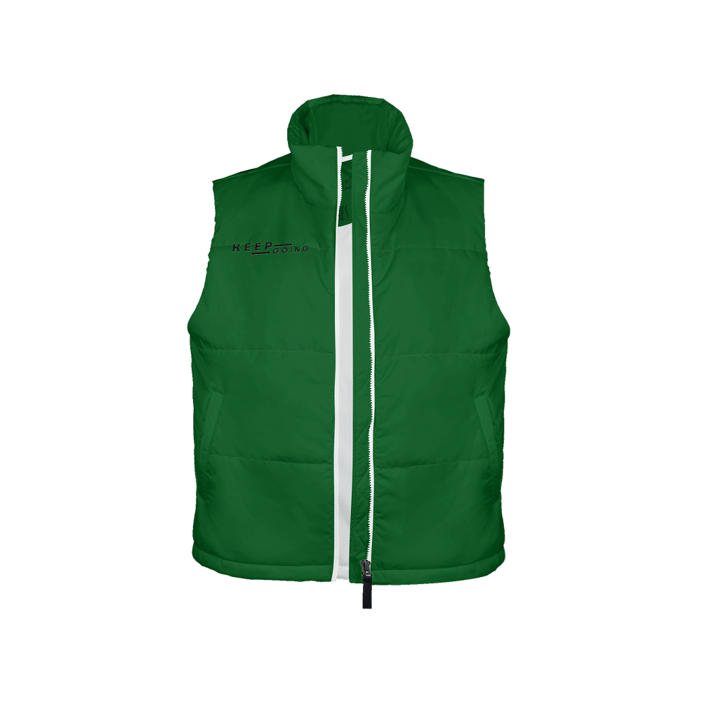 KEEP GOING- GREEN, Men's Full-Zip Sleeveless Puffer Vest-Lightweight Ecodear