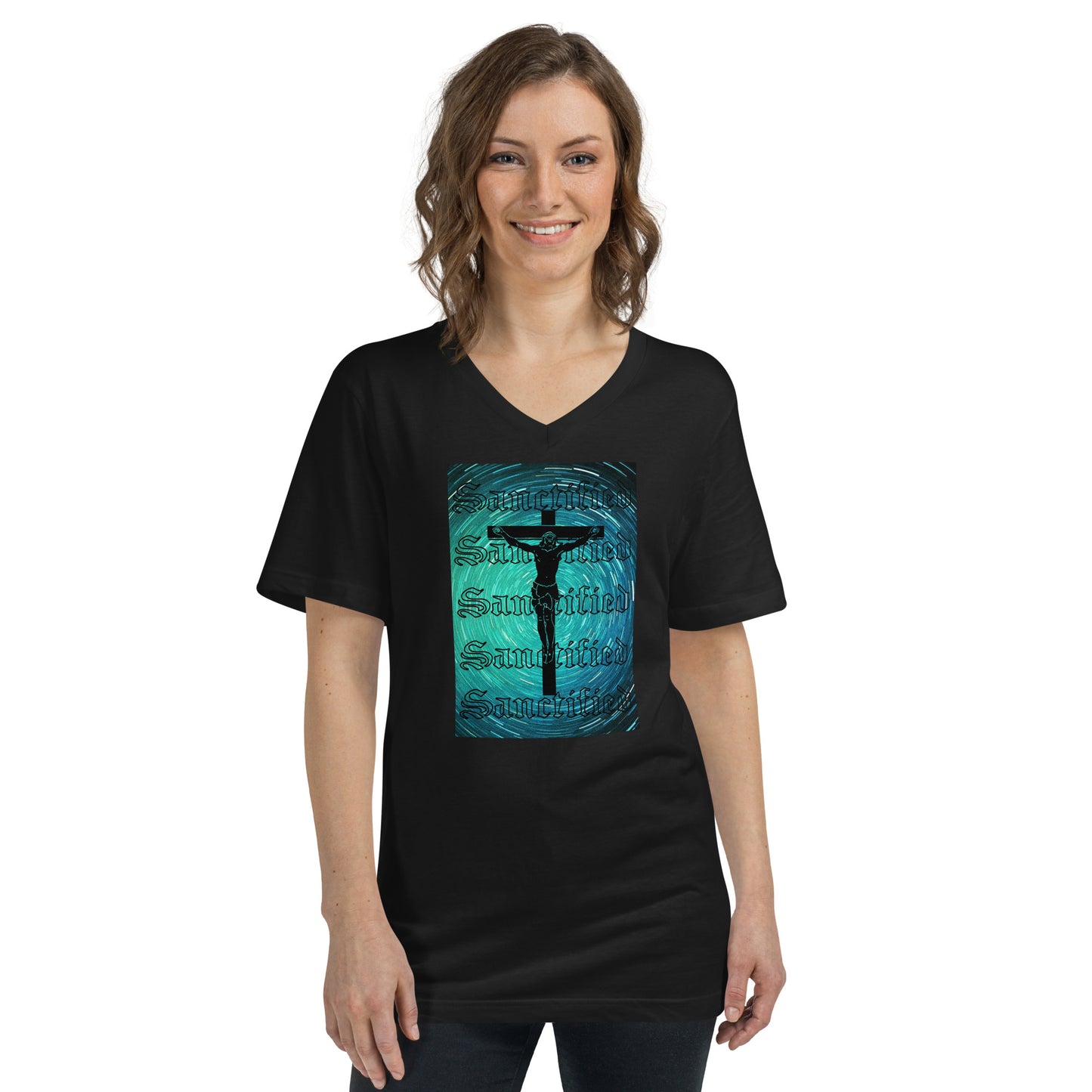 Sanctified- Unisex Short Sleeve V-Neck T-Shirt