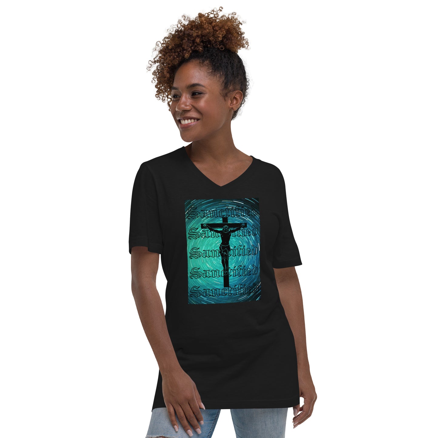 Sanctified- Unisex Short Sleeve V-Neck T-Shirt