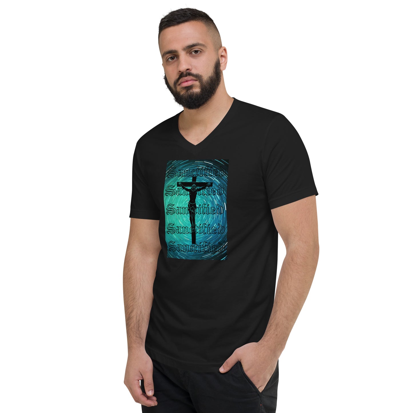Sanctified- Unisex Short Sleeve V-Neck T-Shirt