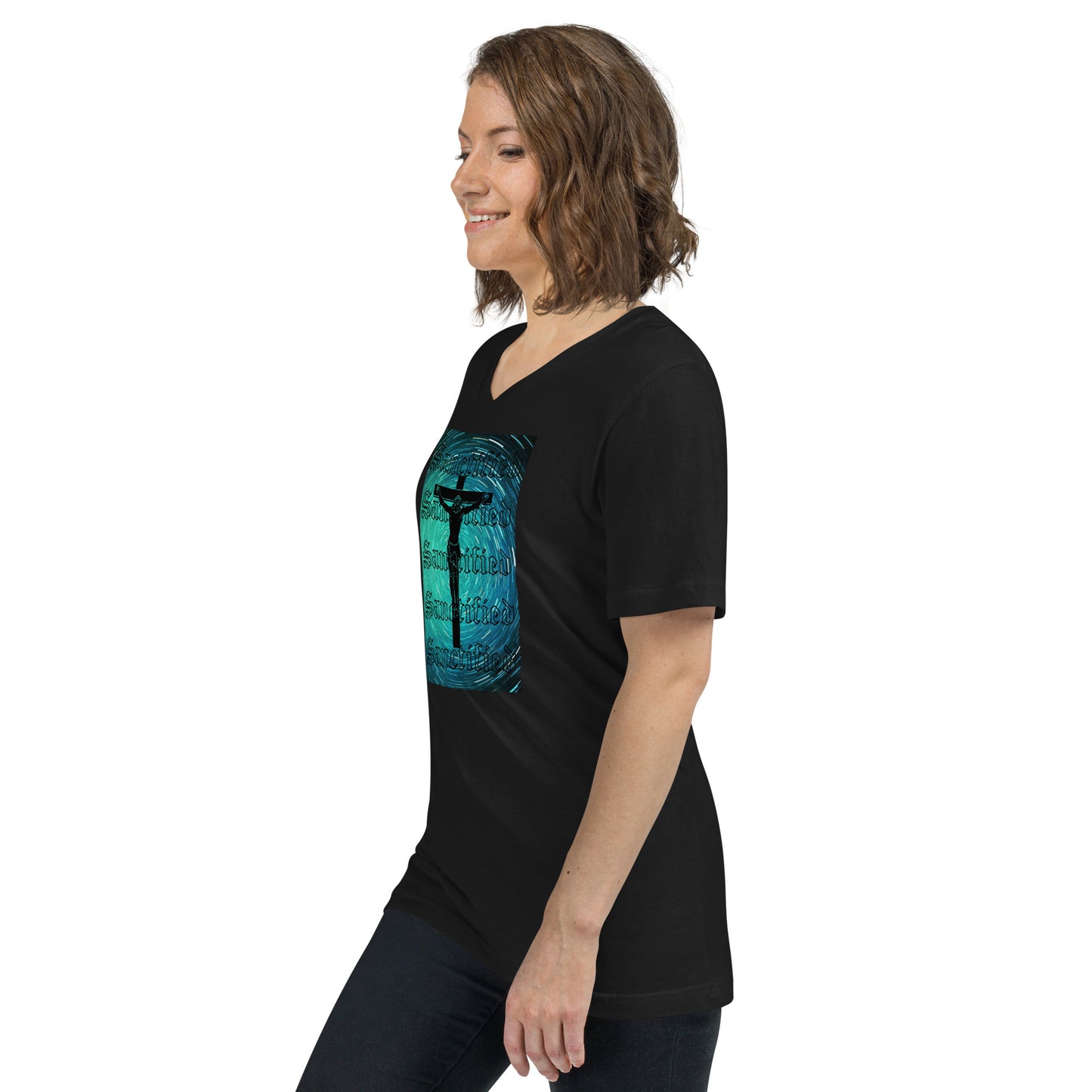 Sanctified- Unisex Short Sleeve V-Neck T-Shirt