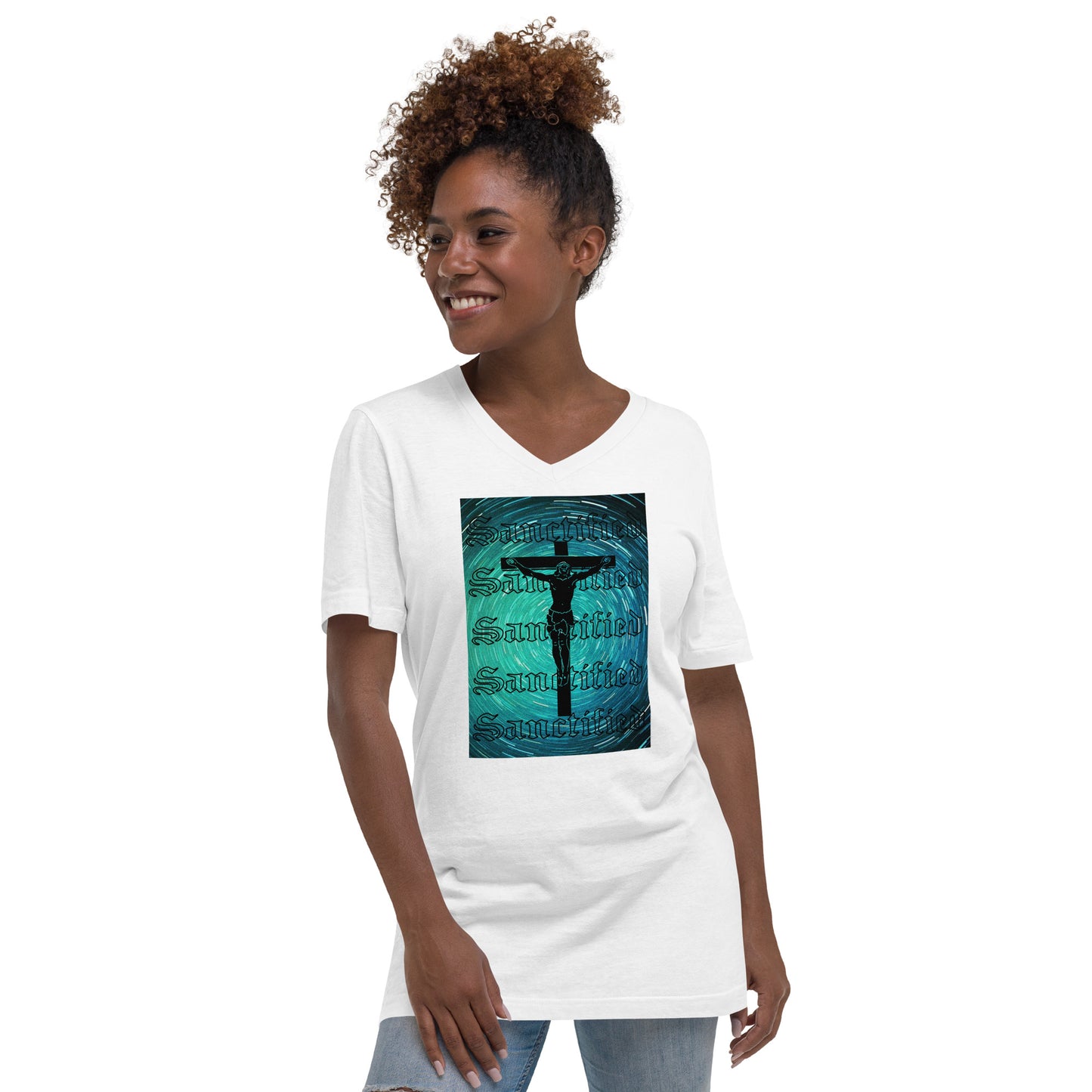 Sanctified- Unisex Short Sleeve V-Neck T-Shirt
