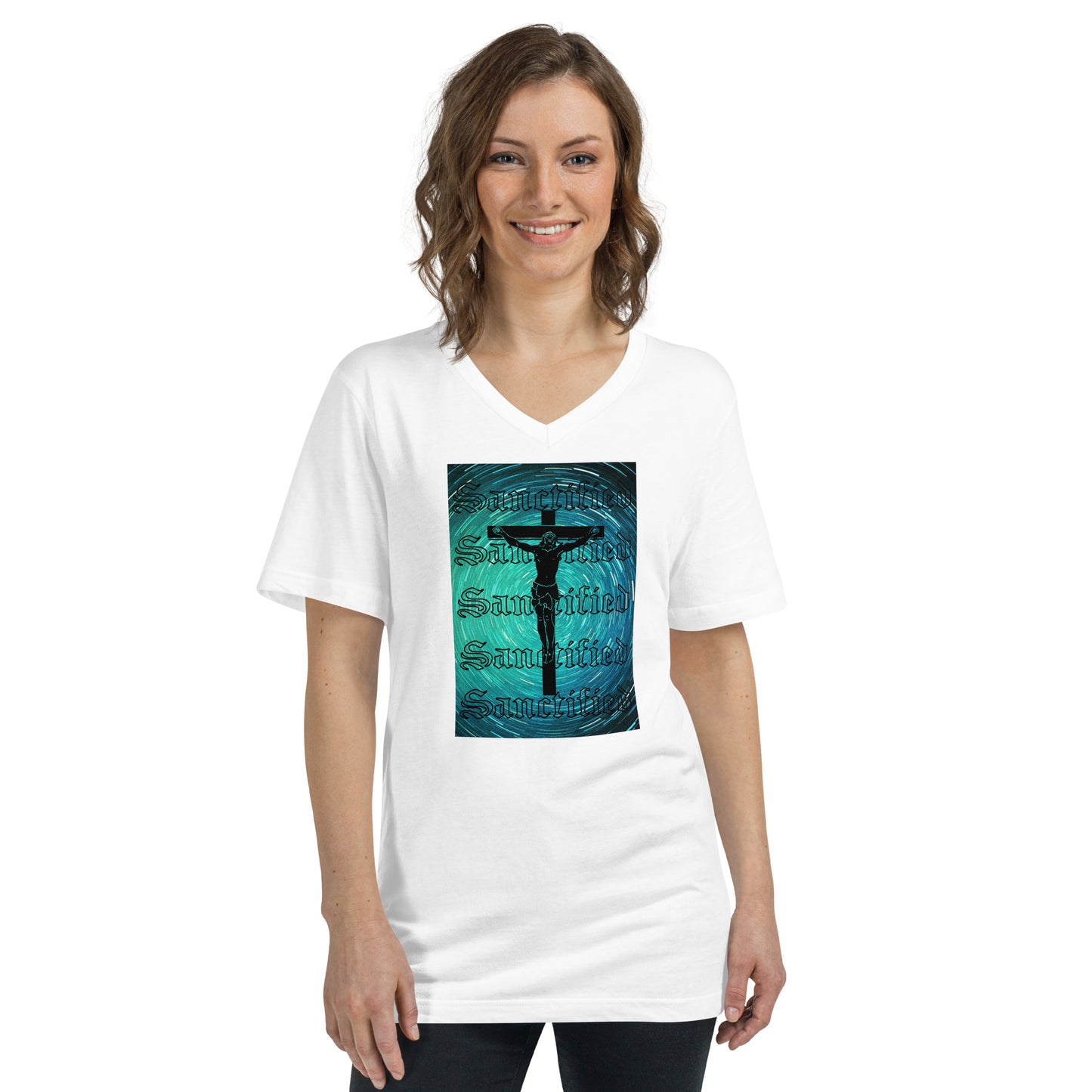 Sanctified- Unisex Short Sleeve V-Neck T-Shirt