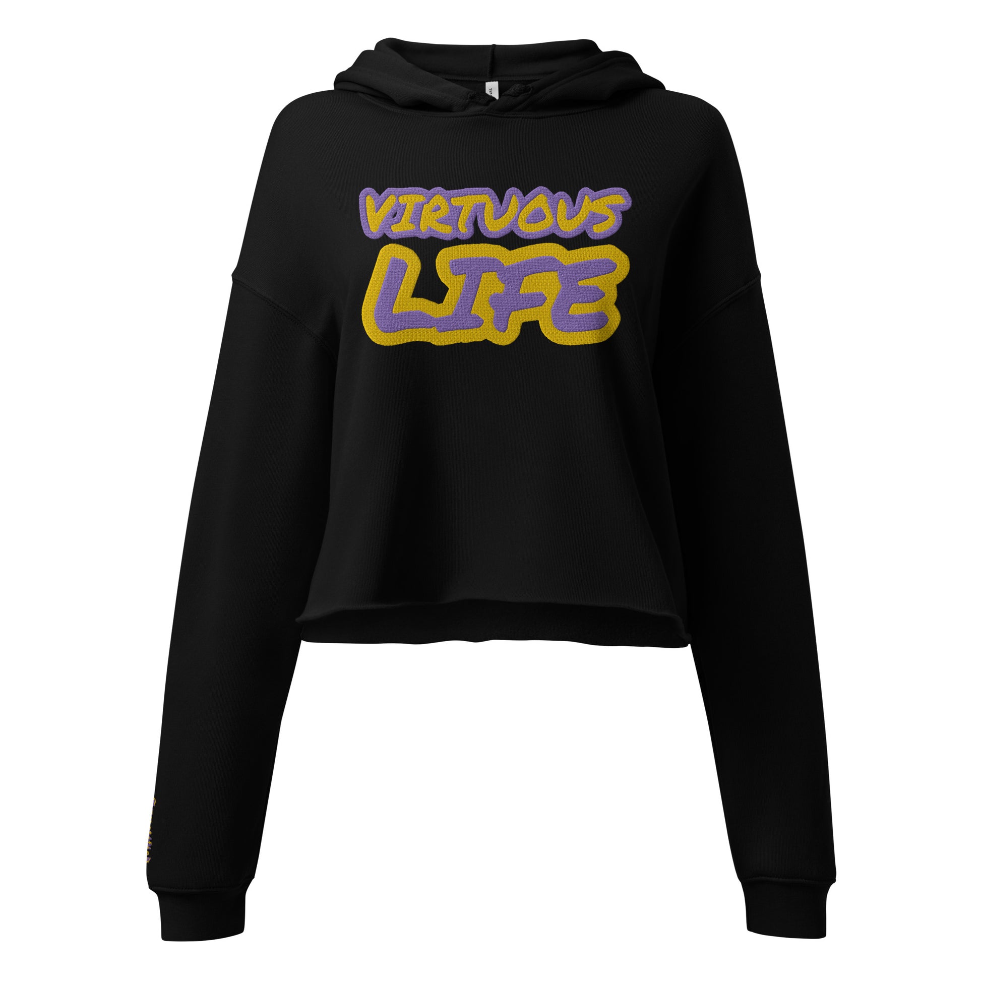 VIRTUOUS LIFE- EMBROIDERED FRONT Crop Hoodie