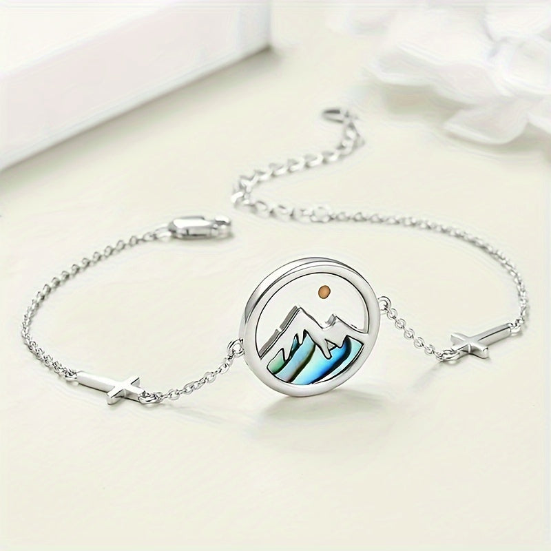 Faith-Inspired Stainless Steel Necklace with Mountain & Planet Pendant
