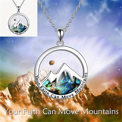 Faith-Inspired Stainless Steel Necklace with Mountain & Planet Pendant