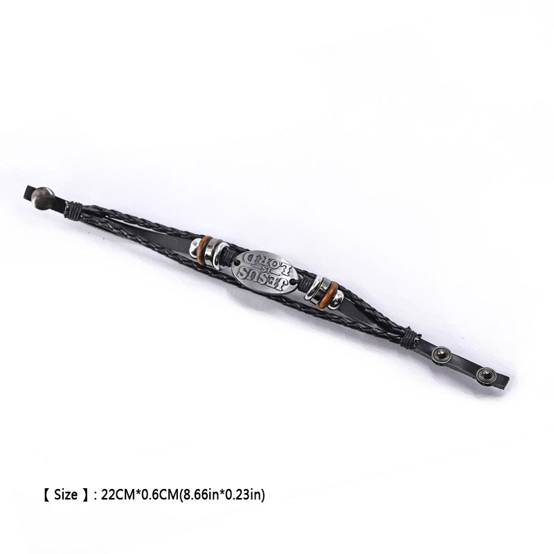 Vintage-Inspired Men's Black Faux Leather Multi-Layer Braided Bracelet