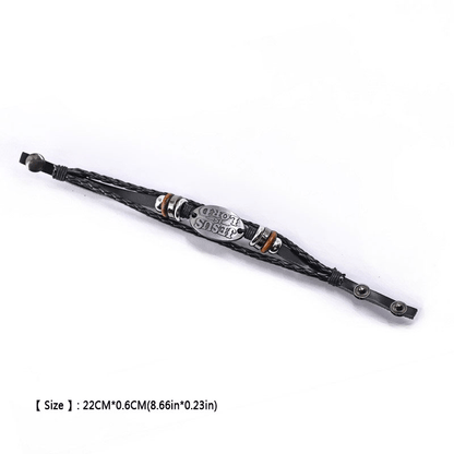 Vintage-Inspired Men's Black Faux Leather Multi-Layer Braided Bracelet