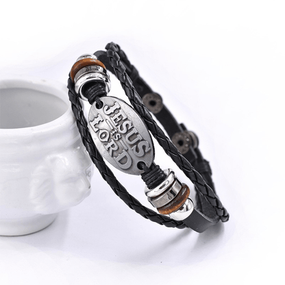 Vintage-Inspired Men's Black Faux Leather Multi-Layer Braided Bracelet