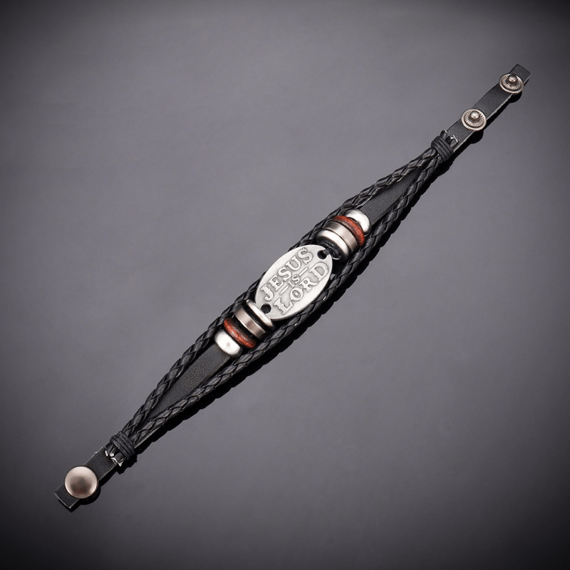 Vintage-Inspired Men's Black Faux Leather Multi-Layer Braided Bracelet