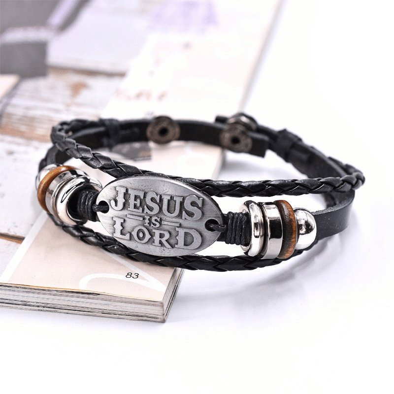 Vintage-Inspired Men's Black Faux Leather Multi-Layer Braided Bracelet