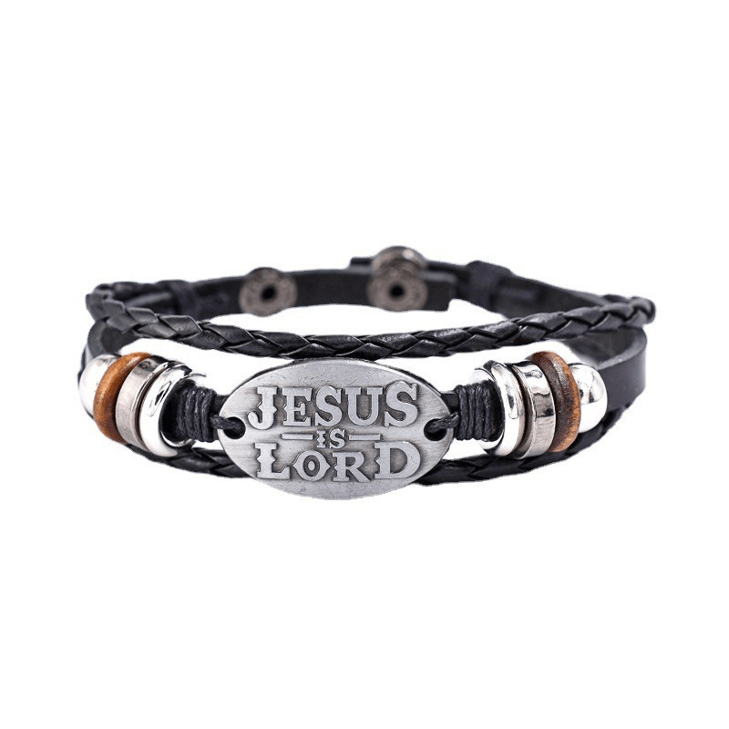 Vintage-Inspired Men's Black Faux Leather Multi-Layer Braided Bracelet