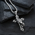 Stainless Steel Praying Hand Necklace with Cross Charm