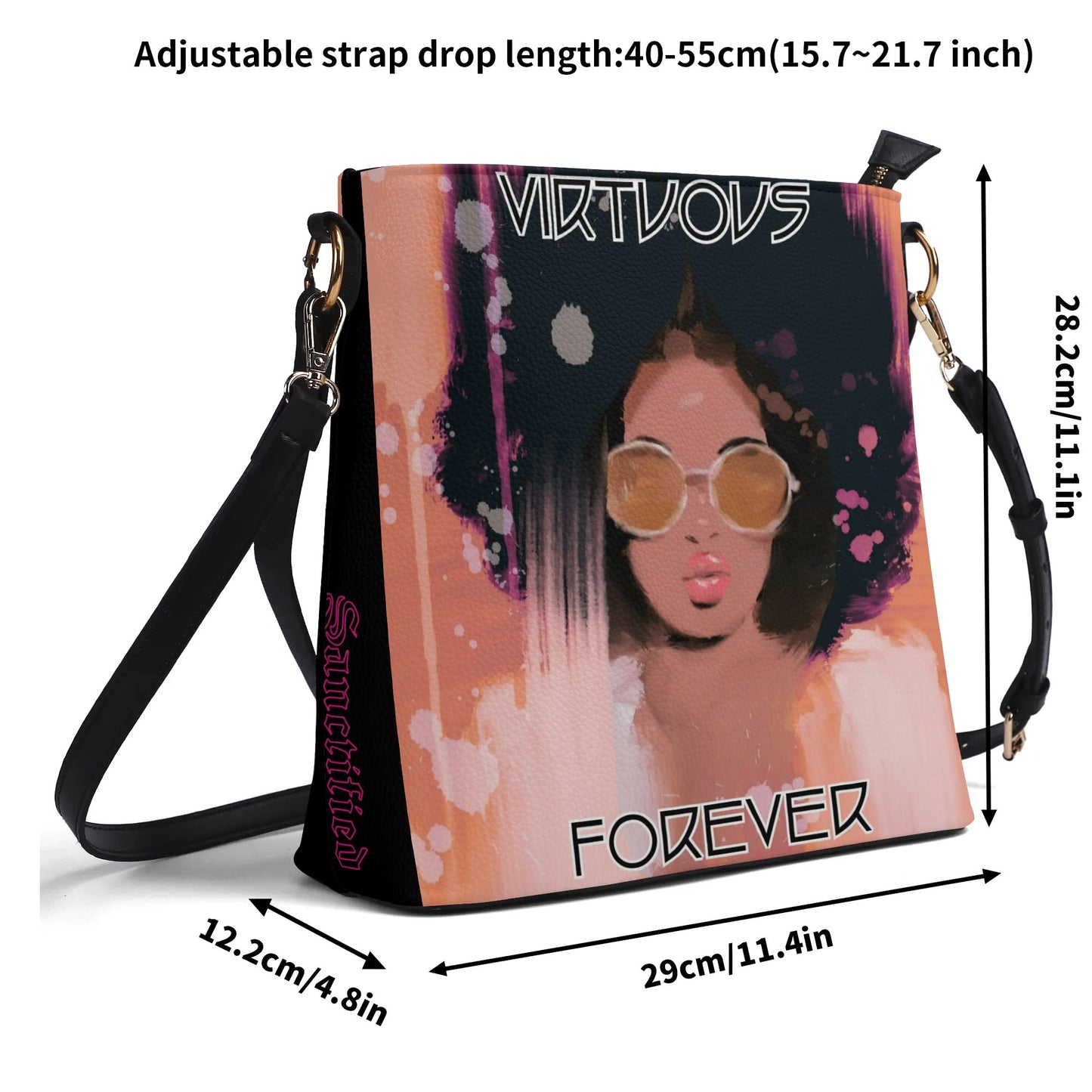 VIRTUOUS FOREVER- Womens PU Bucket Bag Shoulder Bag