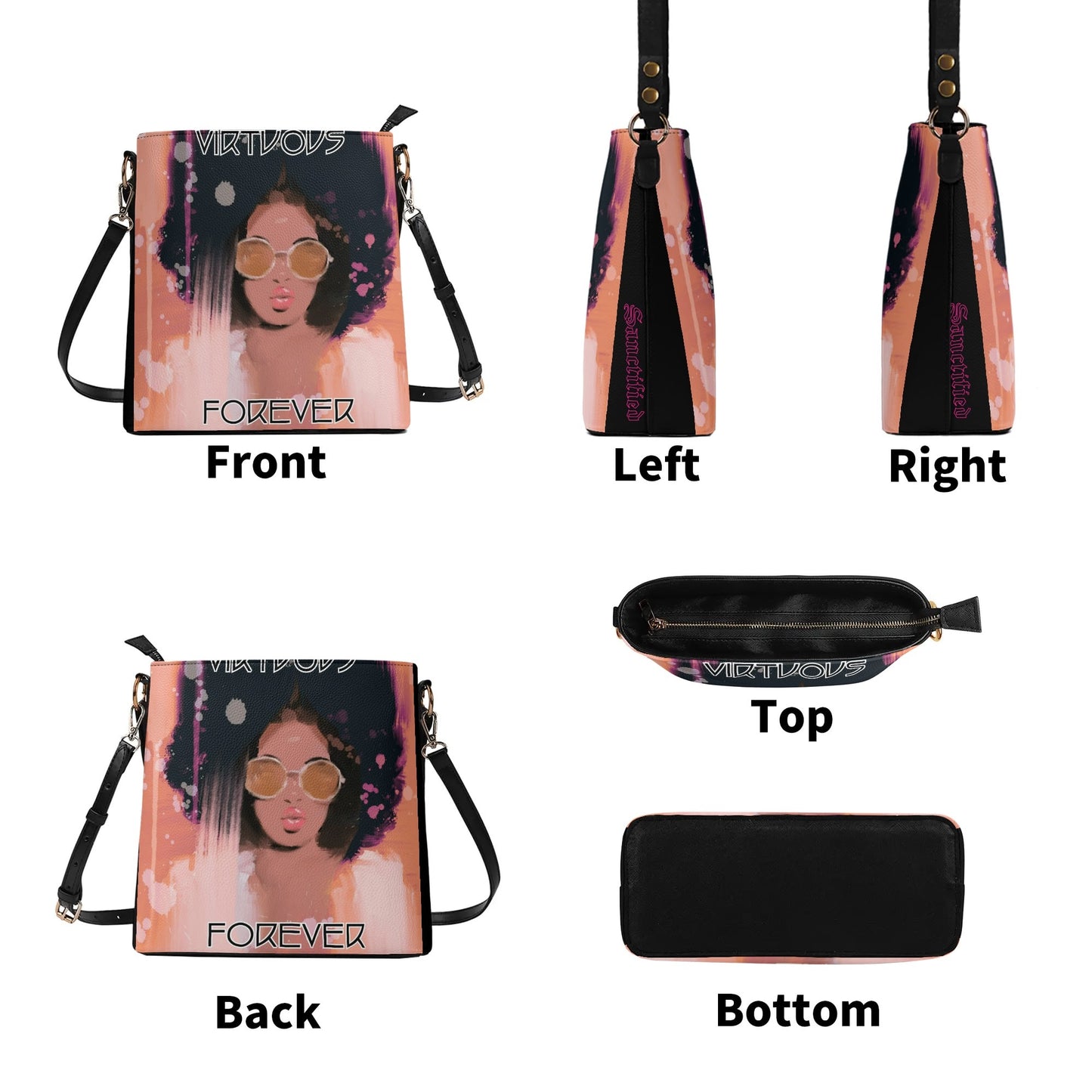VIRTUOUS FOREVER- Womens PU Bucket Bag Shoulder Bag