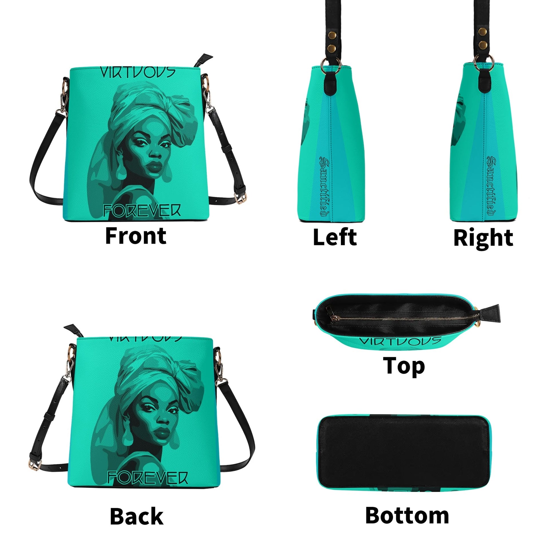 VIRTUOUS FOREVER- Womens PU Bucket Bag Shoulder Bag, FREE SHIPPING