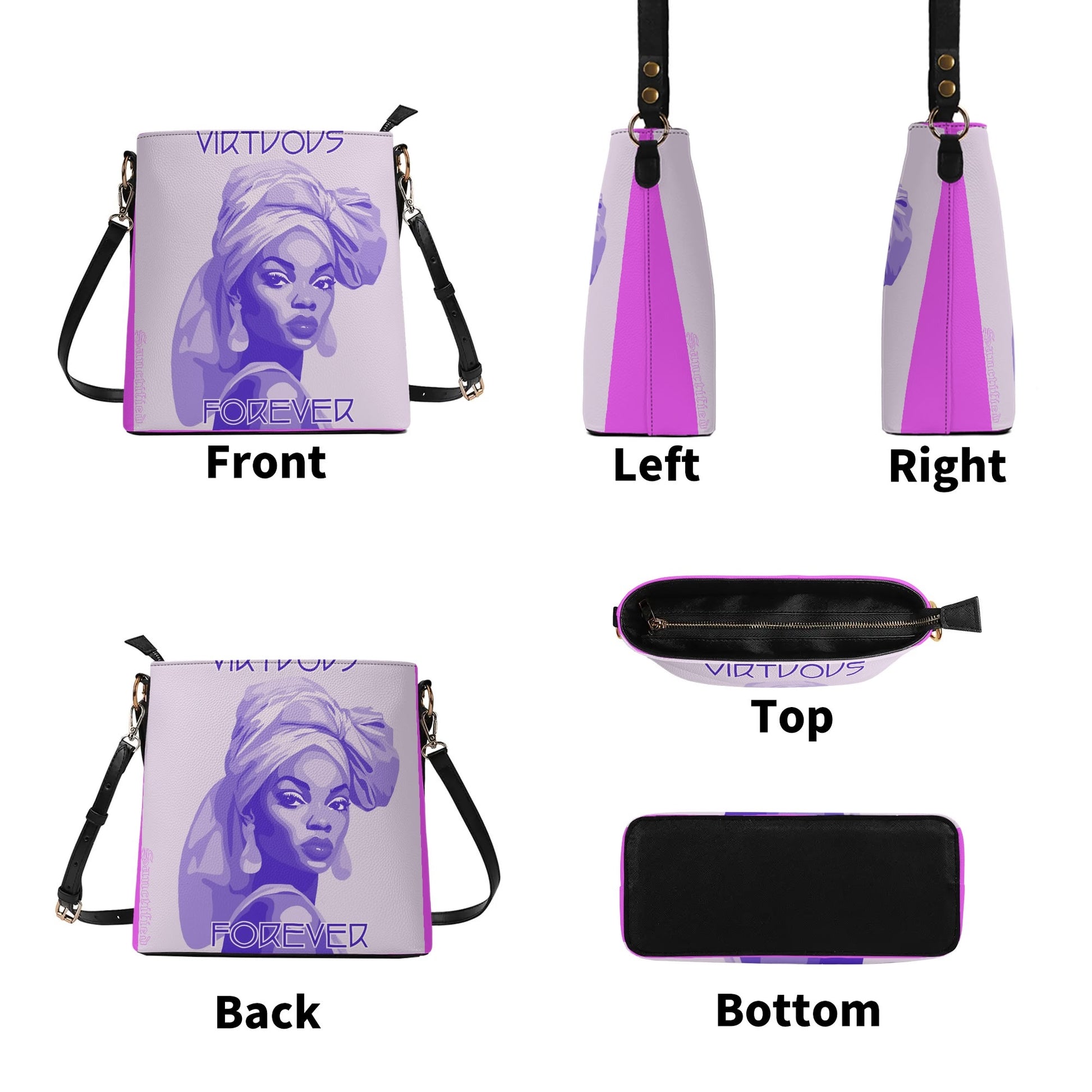 VIRTUOUS FOREVER- Womens PU Bucket Bag Shoulder Bag, FREE SHIPPING