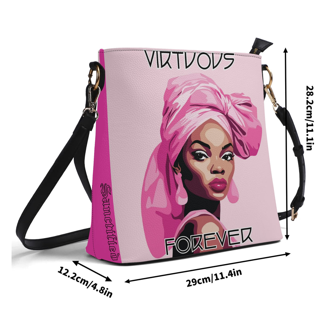 VIRTUOUS FOREVER- Womens PU Bucket Bag Shoulder Bag, FREE SHIPPING
