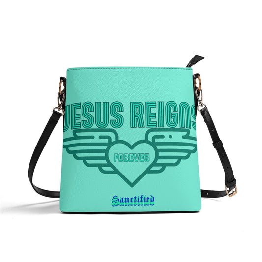 JESUS REIGNS FOREVER- Womens PU Bucket Bag Shoulder Bag, FREE SHIPPING