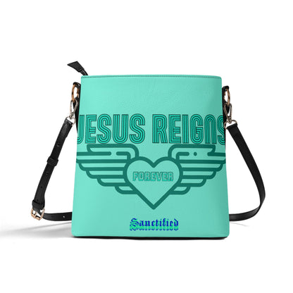 JESUS REIGNS FOREVER- Womens PU Bucket Bag Shoulder Bag, FREE SHIPPING
